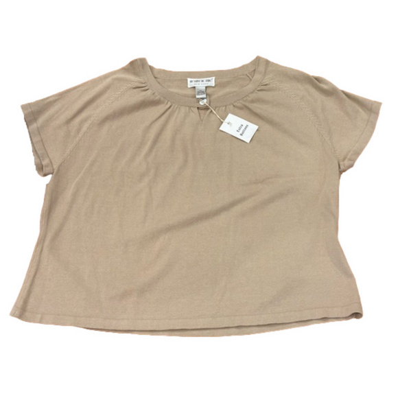 NWT BROWNSTONE STUDIO 90s TAN COTTON KNIT OVERSIZED SCOOP NECK ABALONE BUTTON 3X - Picture 1 of 6
